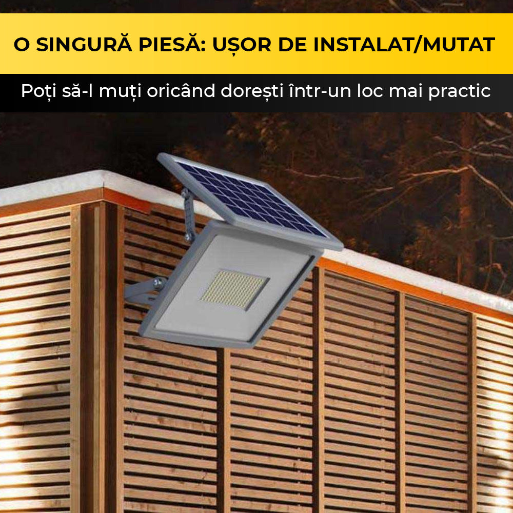Solar LED Projector, 100W, Polycrystalline Solar Panel, Indoor/Outdoor, 10,000 mAh Battery, ClassLights
