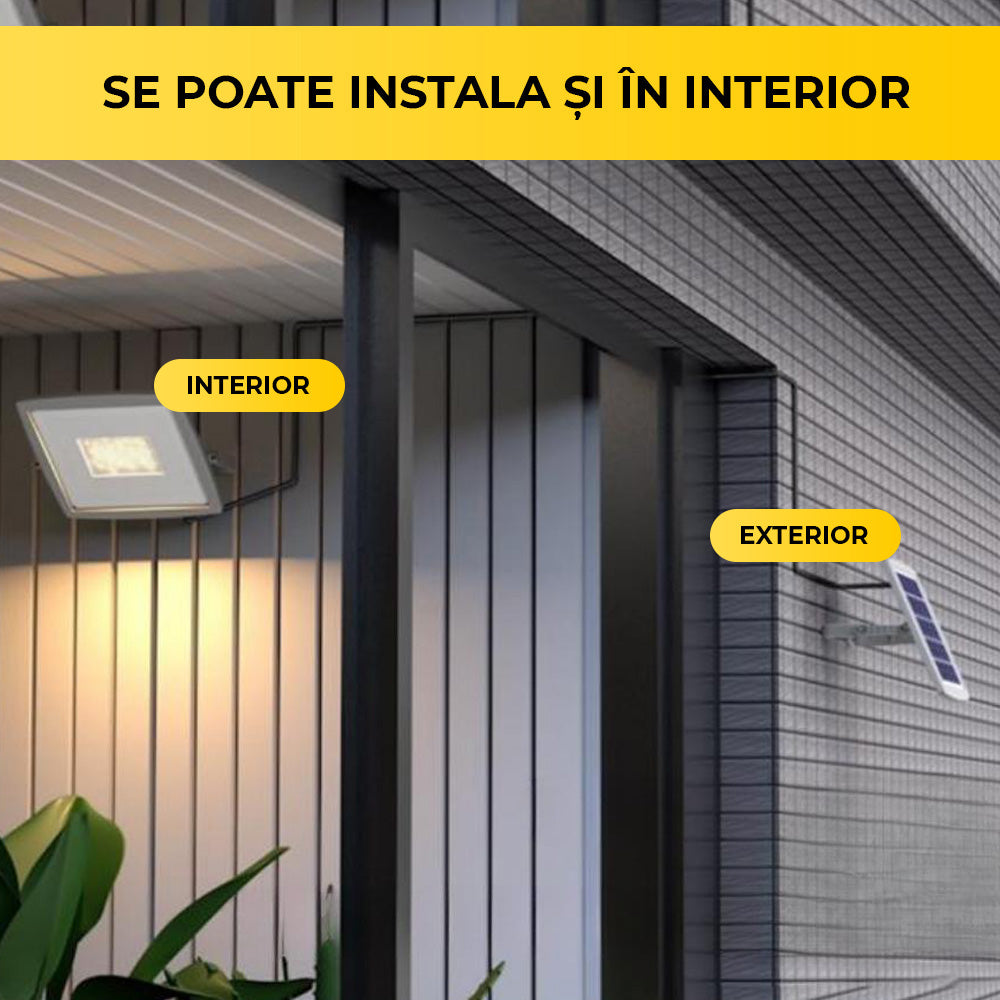 Solar LED Projector, 100W, Polycrystalline Solar Panel, Indoor/Outdoor, 10,000 mAh Battery, ClassLights