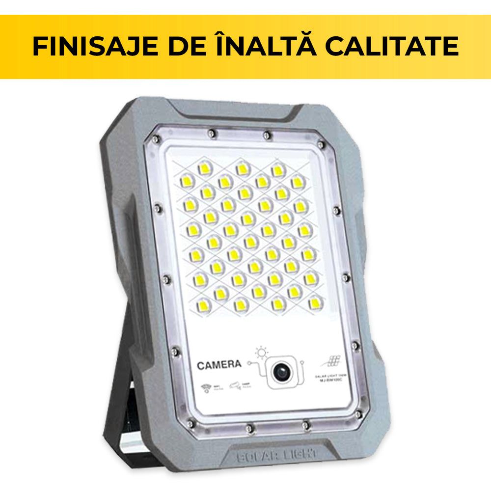 Integrated Video Camera LED Projector, 100W, Solar Powered, 1440P, Wi-Fi, 18,000 mAh, ClassLights