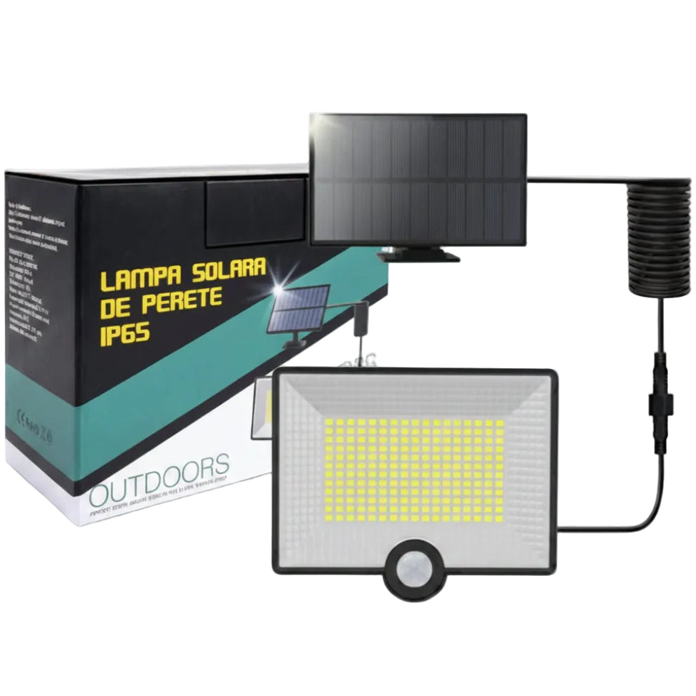 40W Solar LED Projector with Motion Sensor and IP65 ClassLights, 204 LEDs