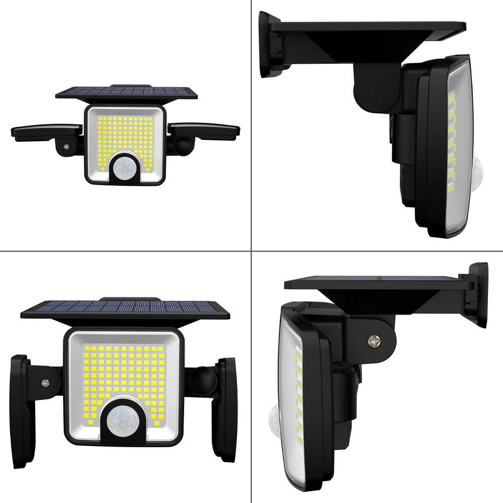 45W LED Solar Spotlight with 3 Adjustable Heads and Motion Sensor ClassLights, 223 LEDs