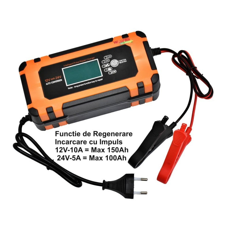 Intelligent Pulse Car Charger 12V-10A / 24V-5A