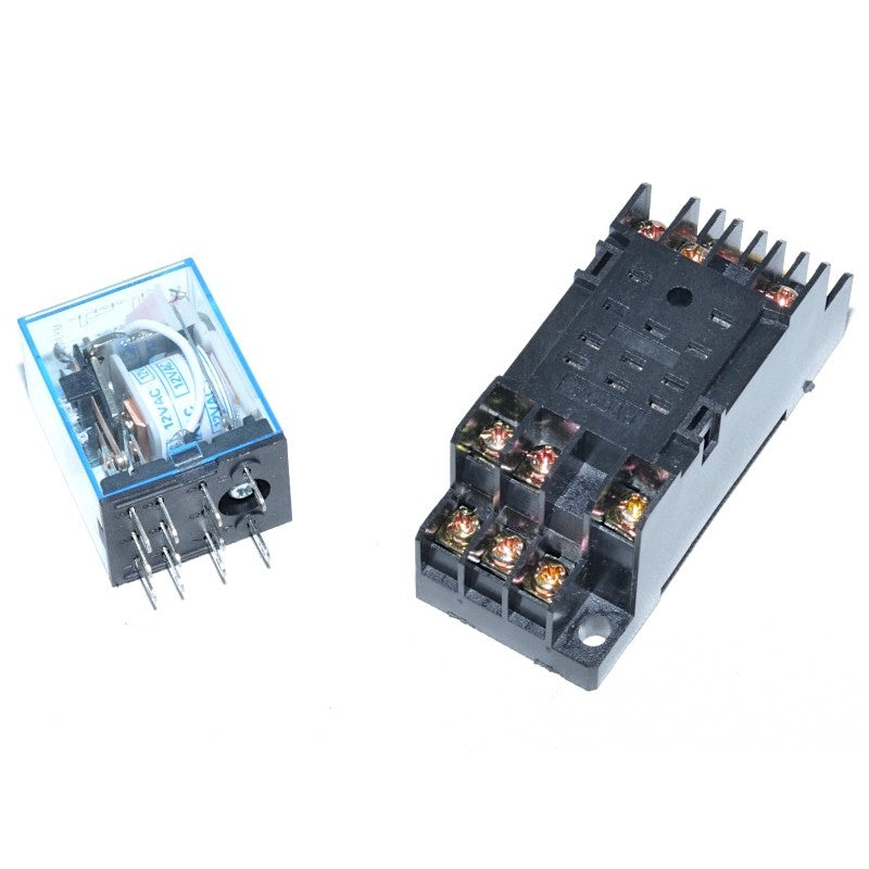 Relay 12V-AC, Electromagnetic, 11 Pin, With socket