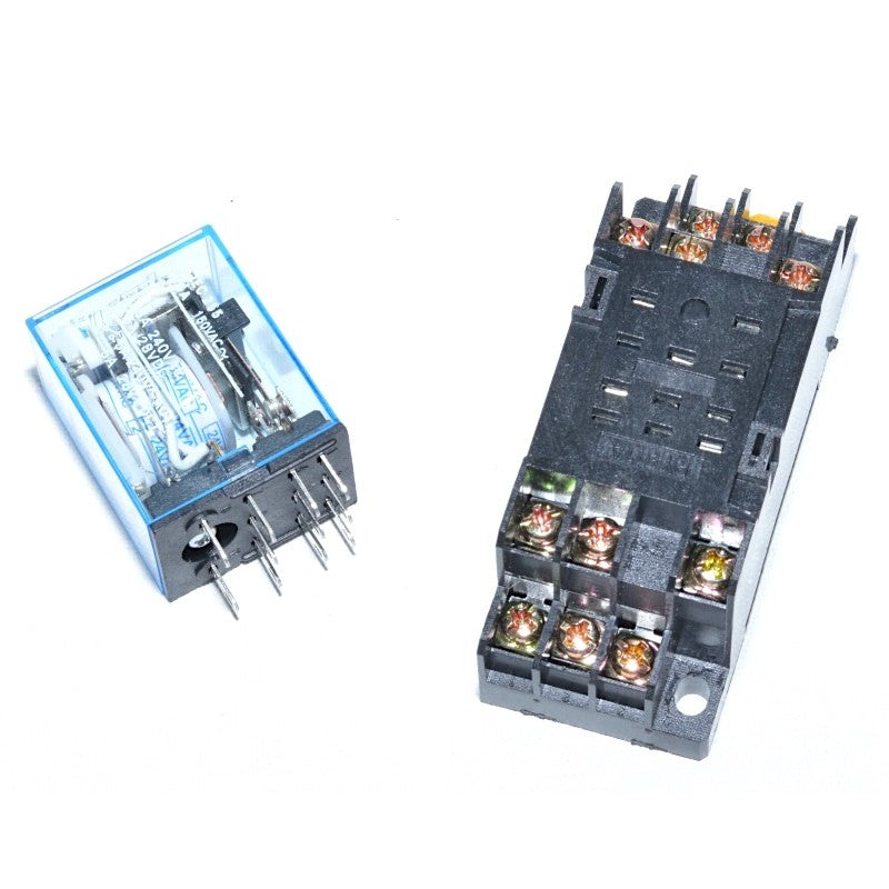 24V AC Electromagnetic Relay, 11 Pins, With Socket
