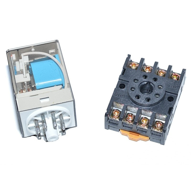 Industrial Relay 12V-DC / 8P, With Socket, 8 Pins