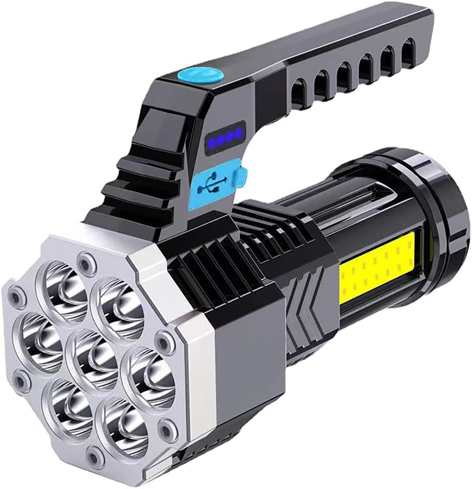 USB Rechargeable LED Flashlight - 9 Powerful LEDs, 4 Lighting Modes, 2400mAh