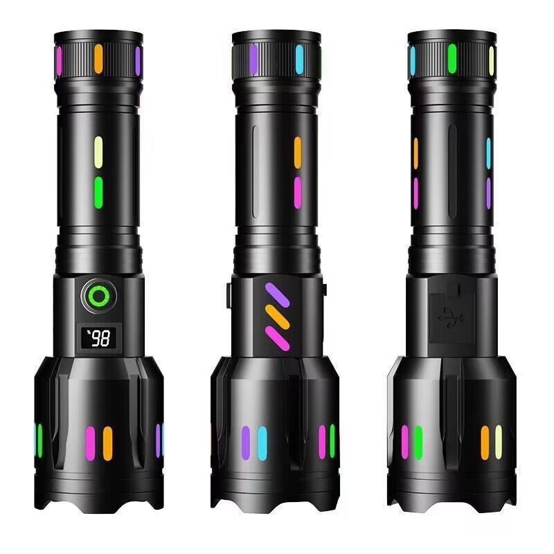 P50 LED Flashlight, 2000 Lumens, USB-C Rechargeable, Telescopic Zoom, Aluminum Body and Smart Digital Display