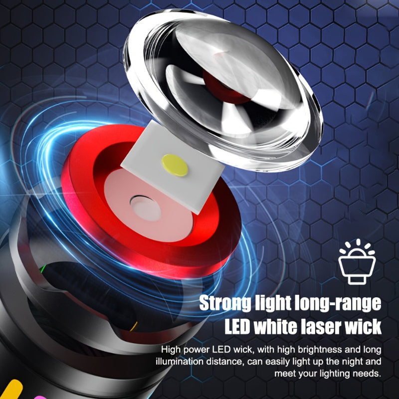 P50 LED Flashlight, 2000 Lumens, USB-C Rechargeable, Telescopic Zoom, Aluminum Body and Smart Digital Display