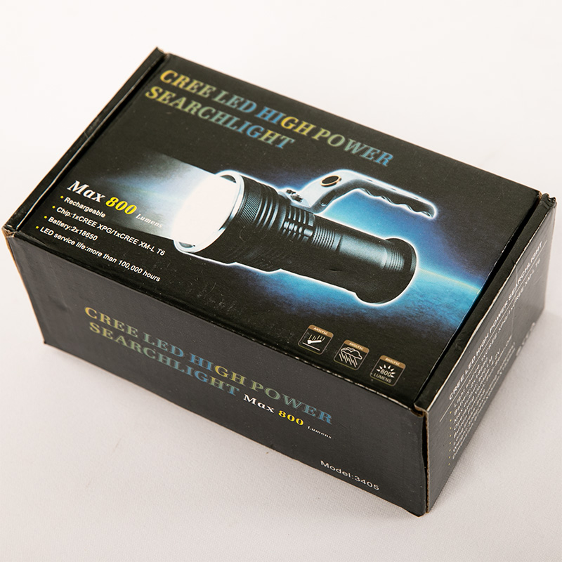 CREE LED 800 Lumens Handheld Flashlight, Aluminum Body, 18650 Rechargeable Batteries