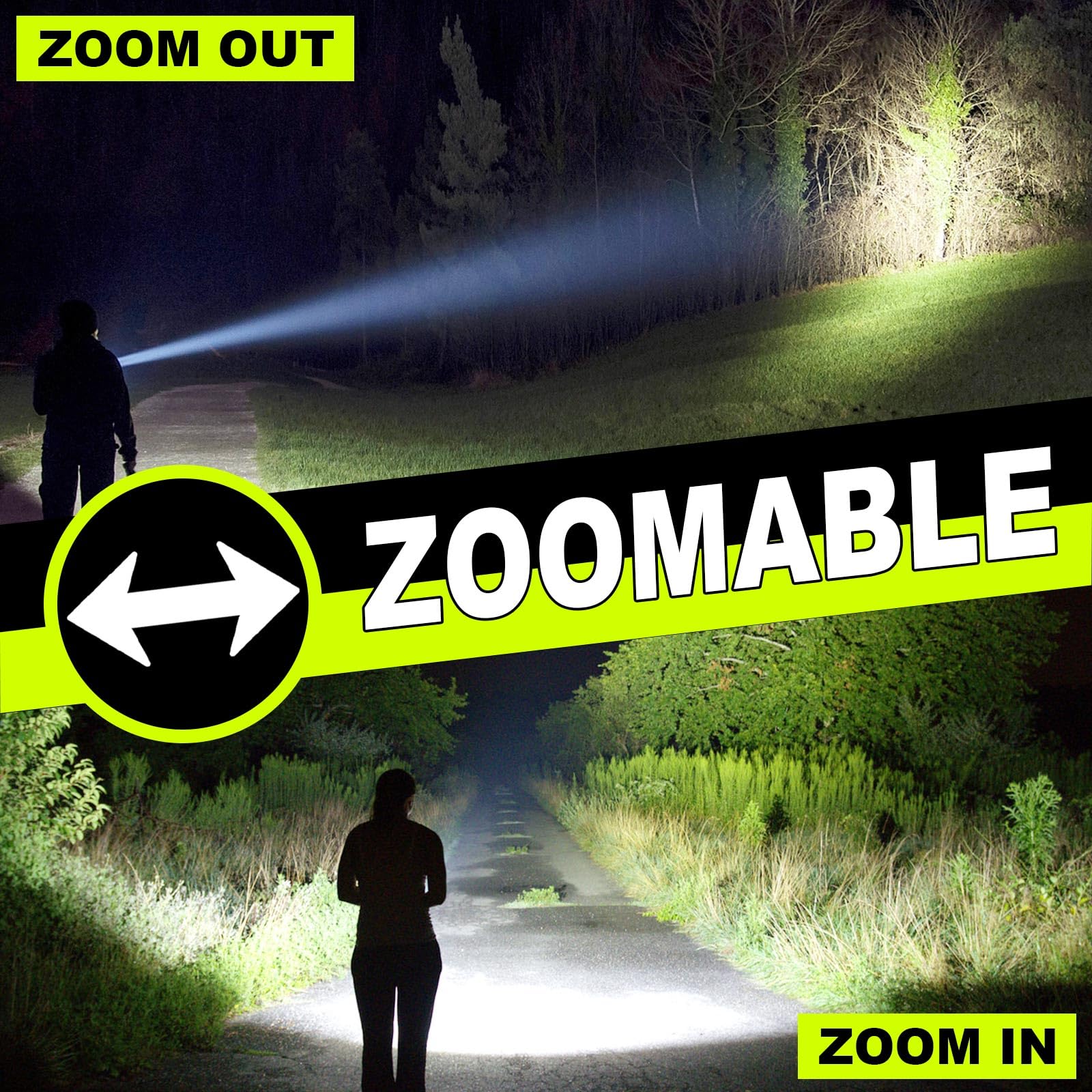 Professional LED XHP Tactical Flashlight, 6000 Lumens, Telescopic Zoom, Battery Included, Fixing Magnet