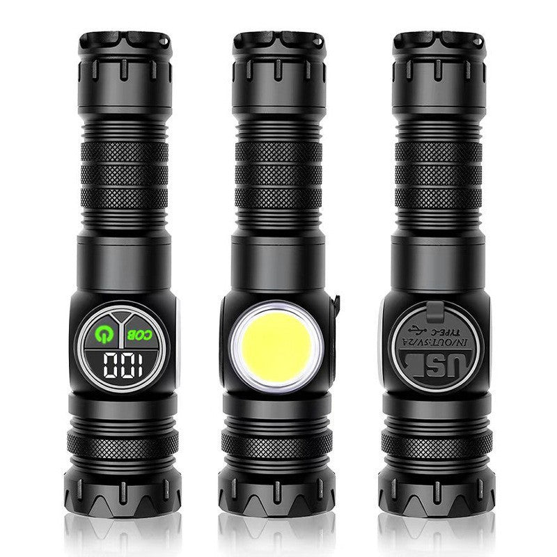 Professional LED XHP Tactical Flashlight, 6000 Lumens, Telescopic Zoom, Battery Included, Fixing Magnet