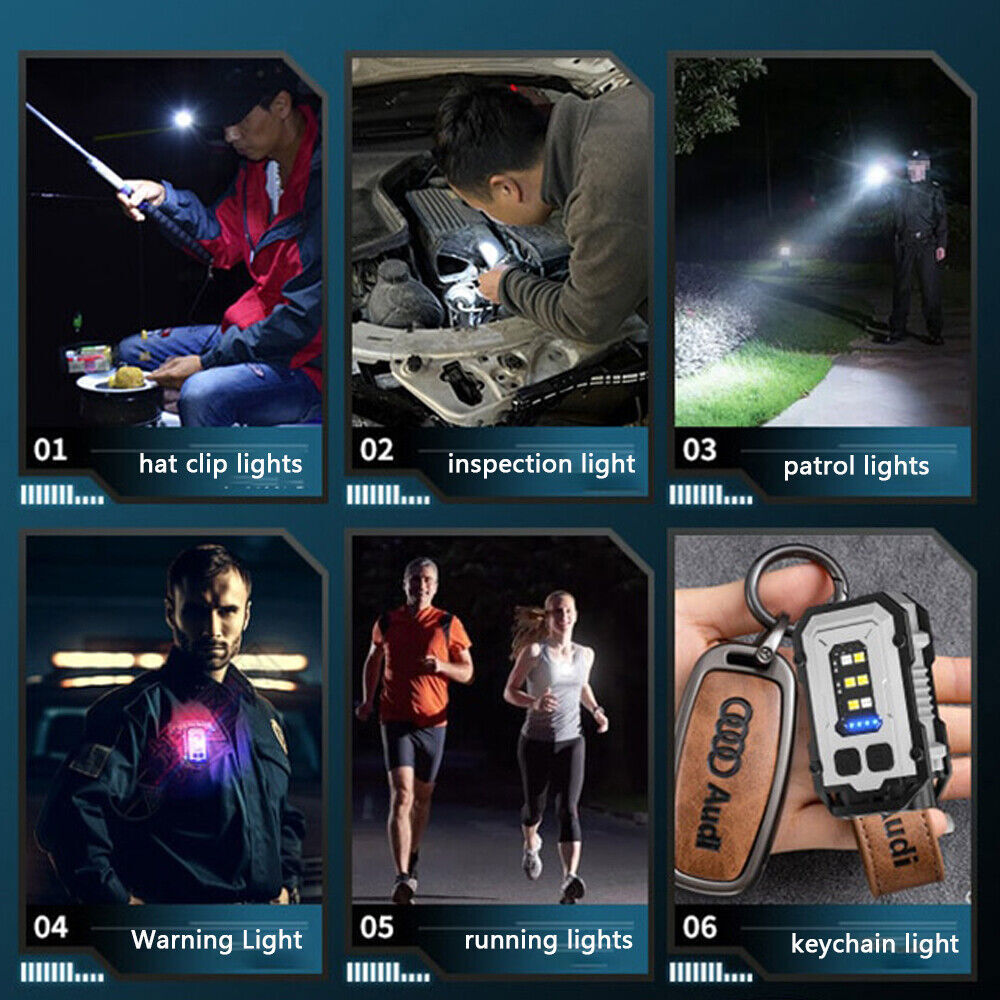 Multifunctional Flashlight, ABS, Belt Clip and Keychain - Metal