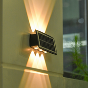 Outdoor Solar Wall Lamp with 6 LEDs, Bidirectional Up and Down Lighting, Light Sensor, IP65 Waterproof