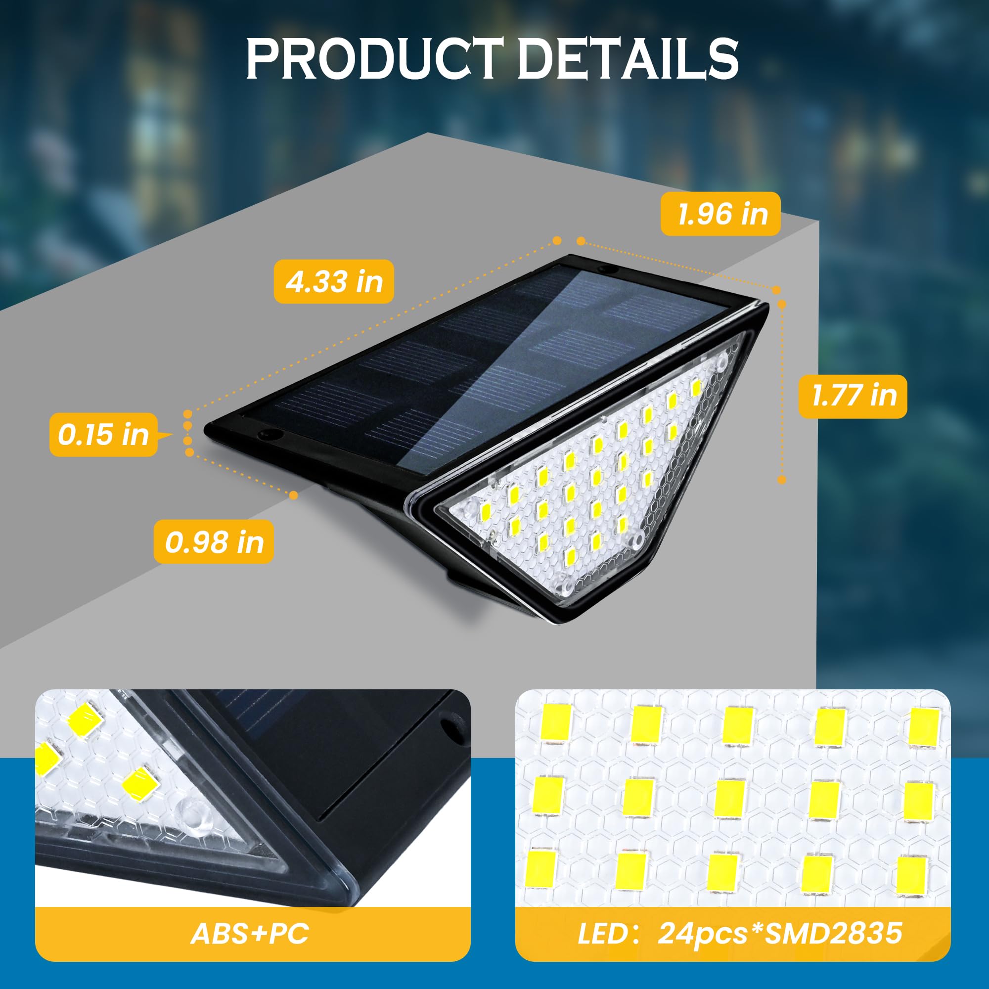 Set of 2 Ultra-Thin Solar LED Lights - Lighting for Fence and Steps
