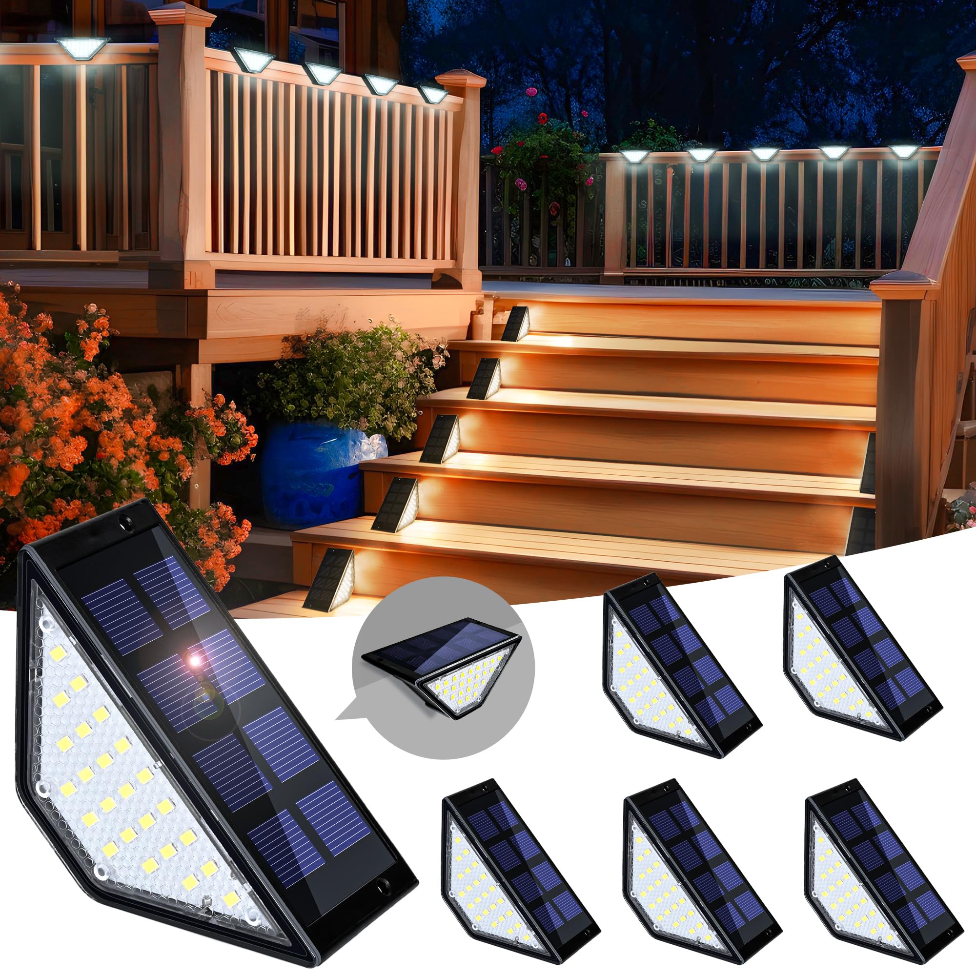 Set of 2 Ultra-Thin Solar LED Lights - Lighting for Fence and Steps