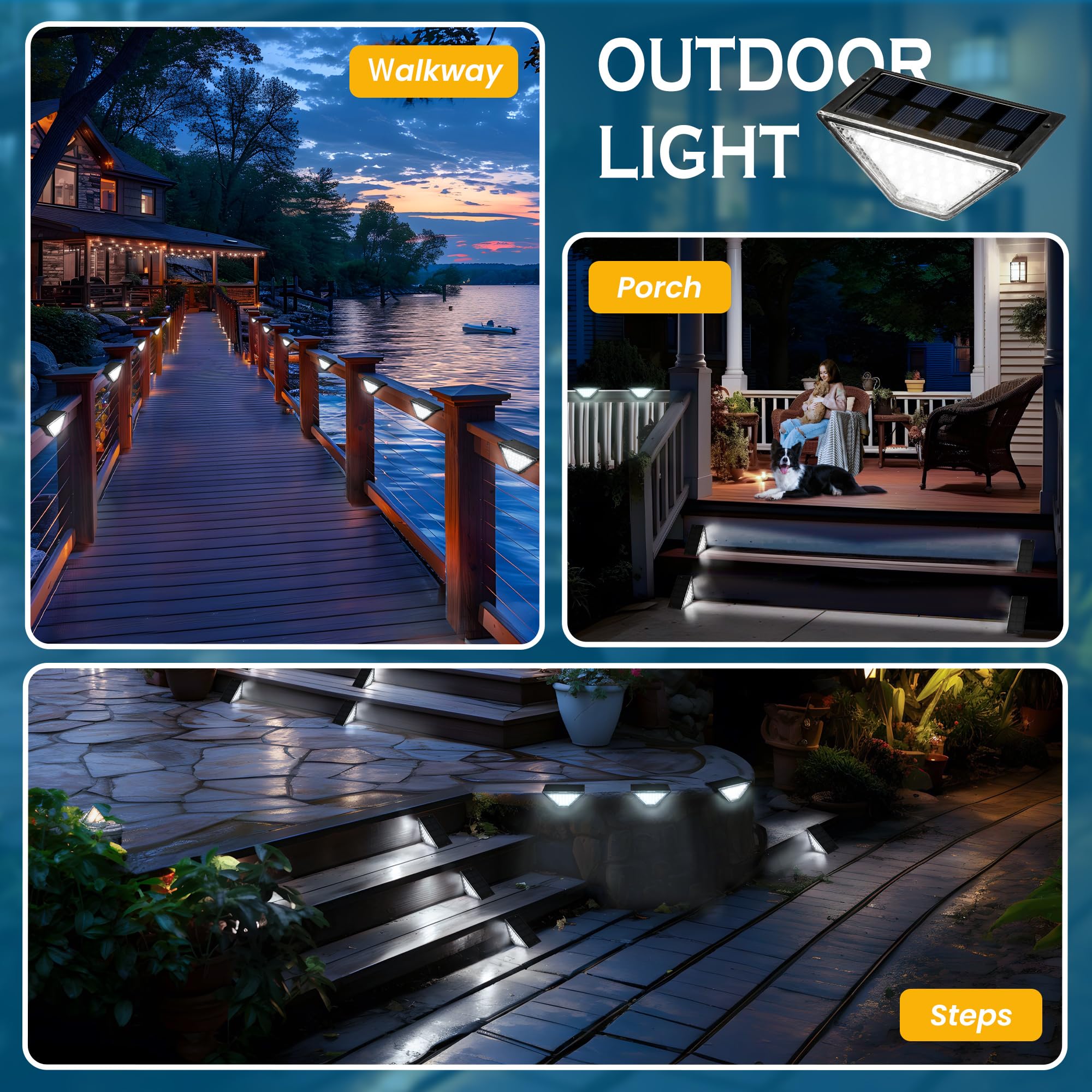 Set of 2 Ultra-Thin Solar LED Lights - Lighting for Fence and Steps