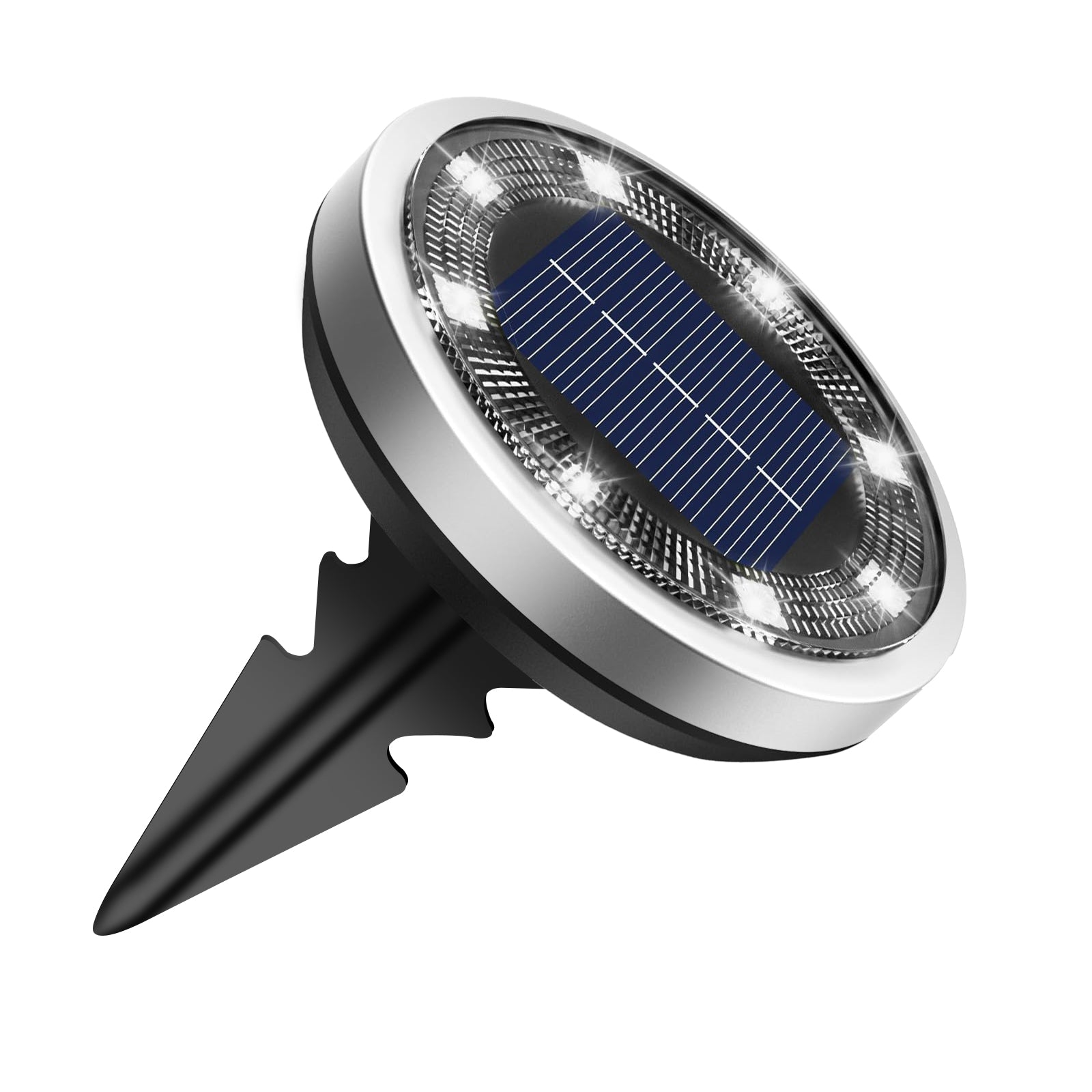 Set of 8 Solar Disc Lights, 8 SMD LEDs, Neutral White Light