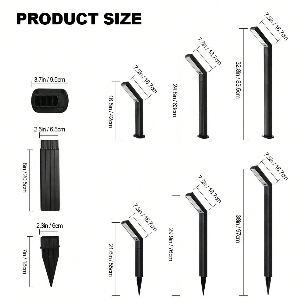 Solar LED Garden Lamp, Adjustable Height, IP65