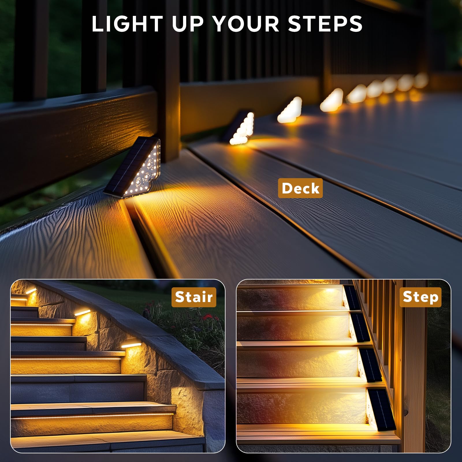 Set of 6 Triangular Solar LED Lights, White Light, Outdoor, IP65 Protection