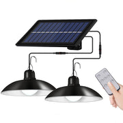Dual Hanging Solar Lamp, 2 Chandeliers with Separate Photovoltaic Panel, IP65