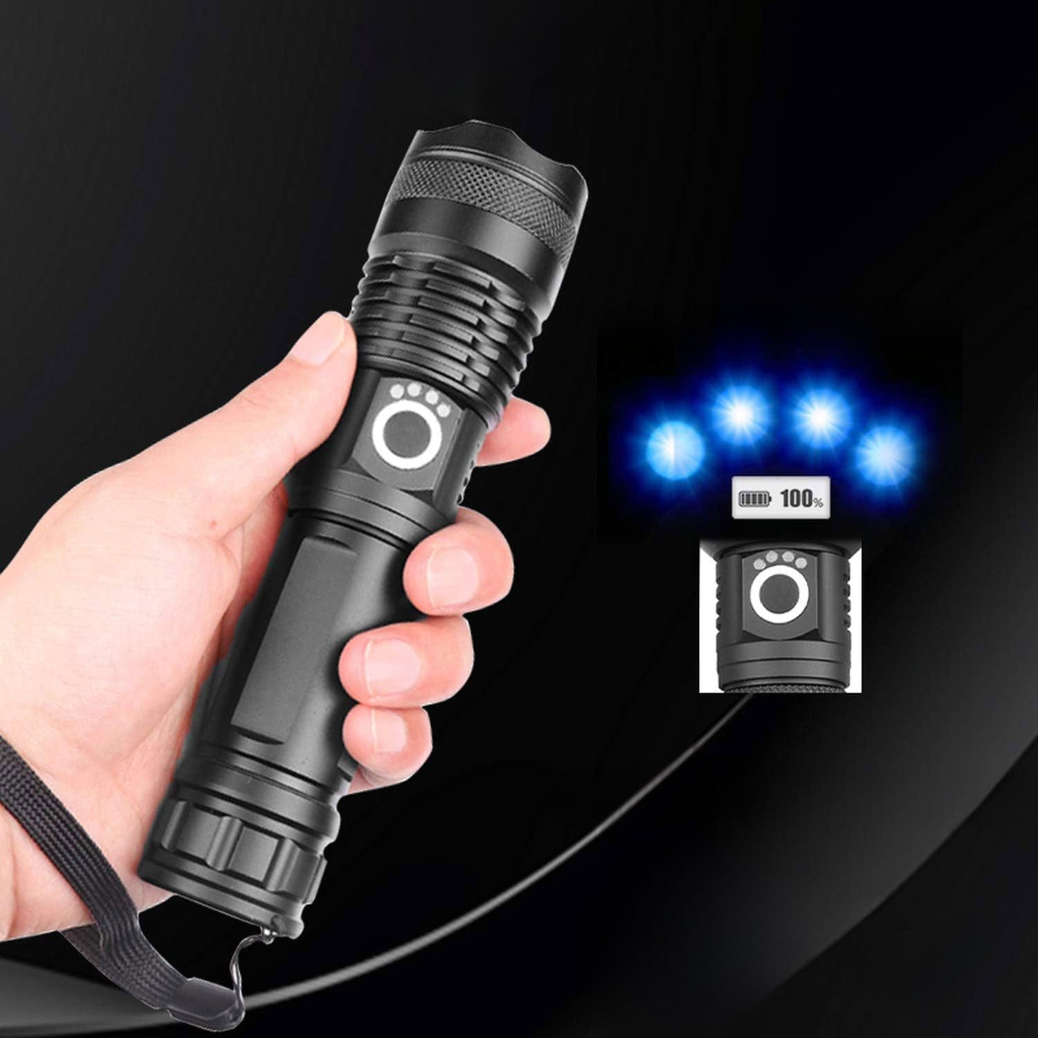 Professional XH71 P50 Flashlight, 2000 Lumens, Zoom, USB, Battery Included