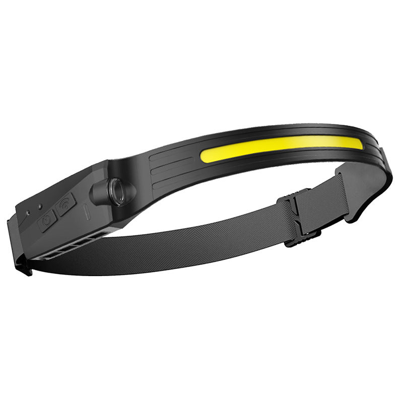 LED COB Headlamp with Motion Sensor, 6 Lighting Modes, 350 Lumens, 230° Wide Angle, USB Rechargeable, Adjustable Elastic Headband