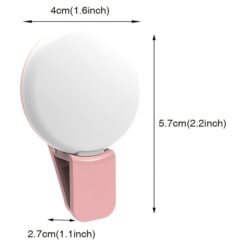 Rechargeable Circular LED Selfie Light for Phone - Pink