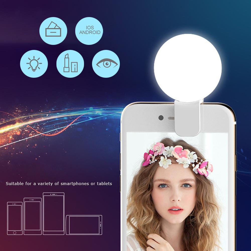 Rechargeable Circular LED Selfie Light for Phone - Pink