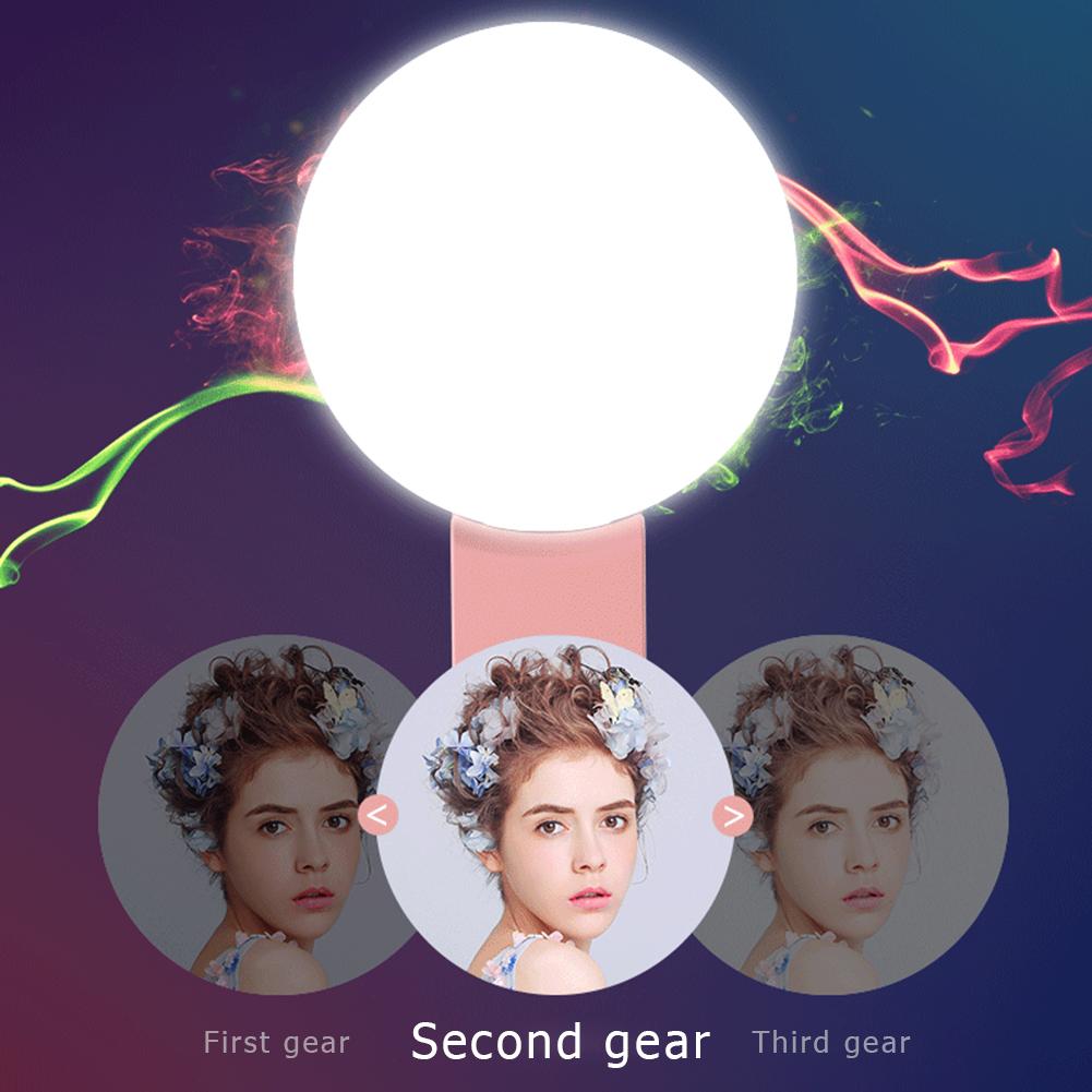 Rechargeable Circular LED Selfie Light for Phone - Pink