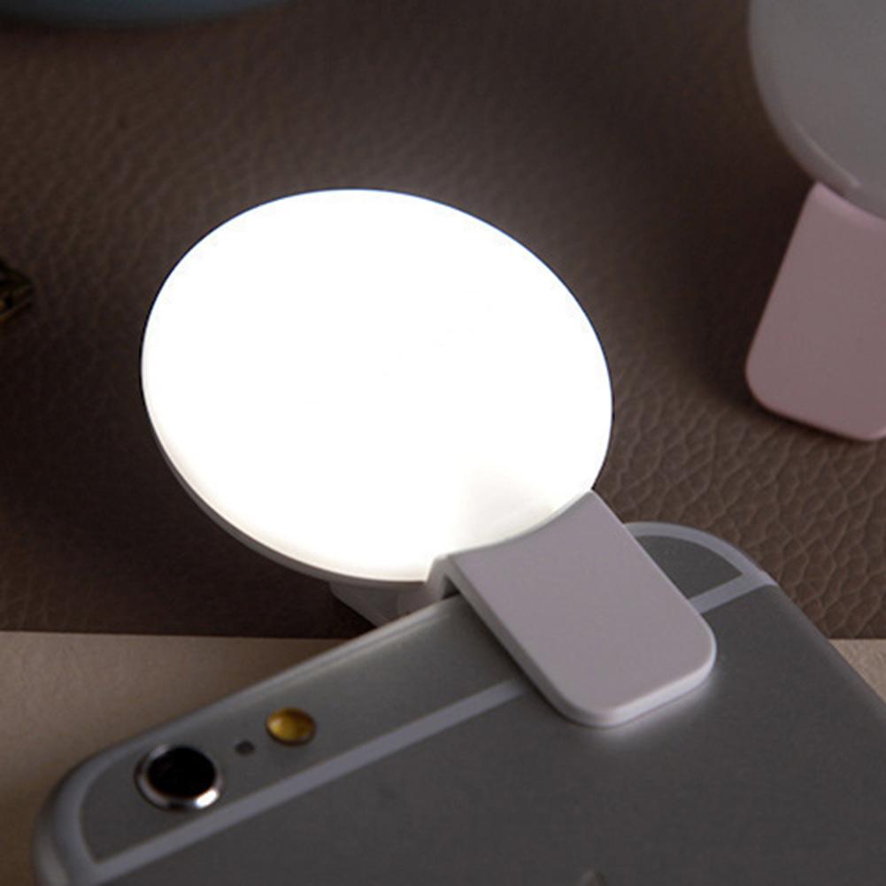 Rechargeable Circular LED Selfie Light for Phone - Pink