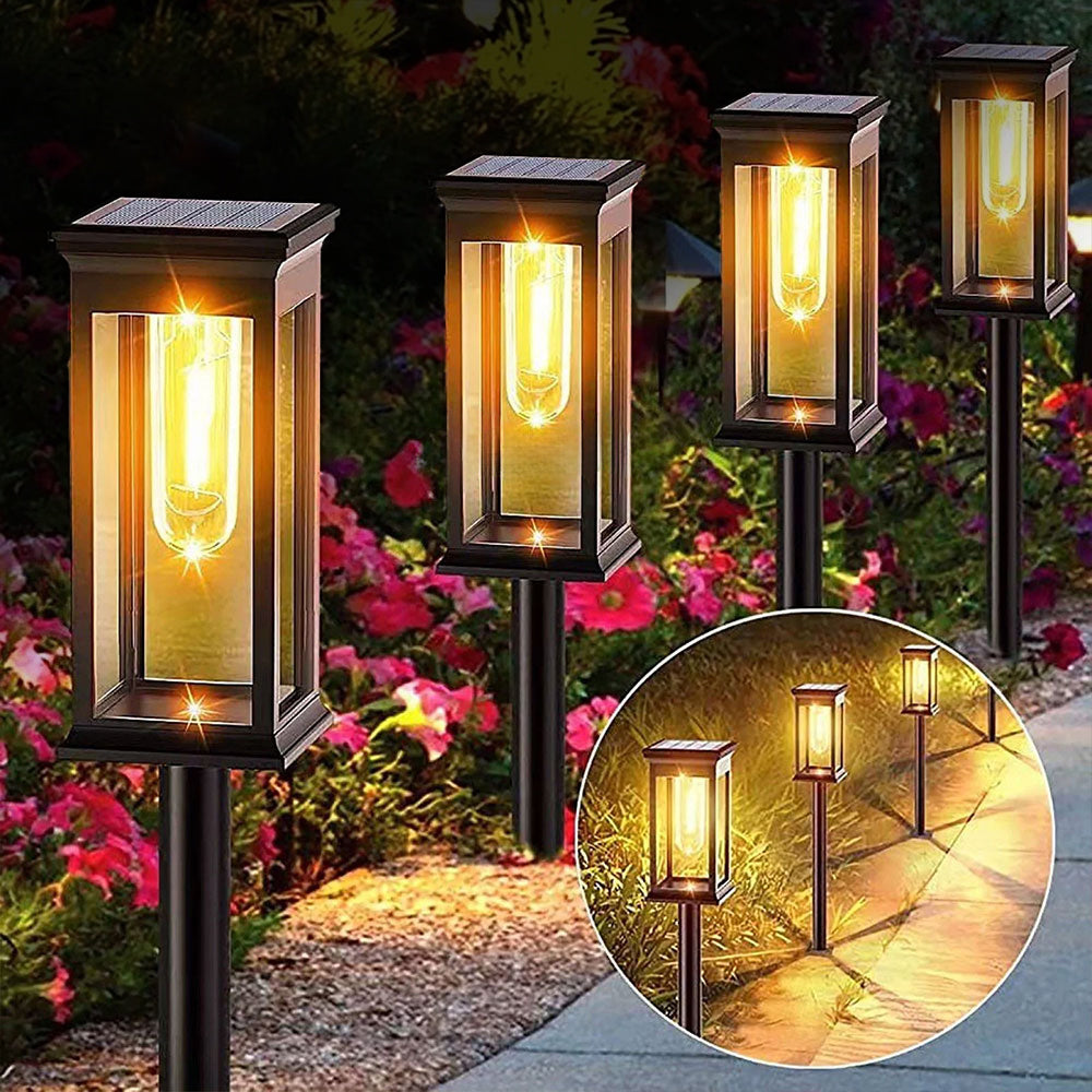 Set of 2 Solar Garden Lights, LED Filament Design, Adjustable Height IP65, Warm White