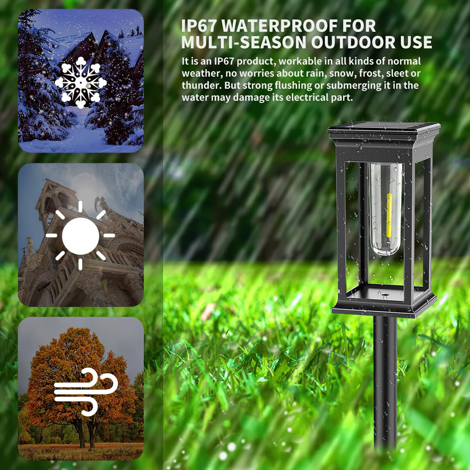 Set of 2 Solar Garden Lights, LED Filament Design, Adjustable Height IP65, Warm White