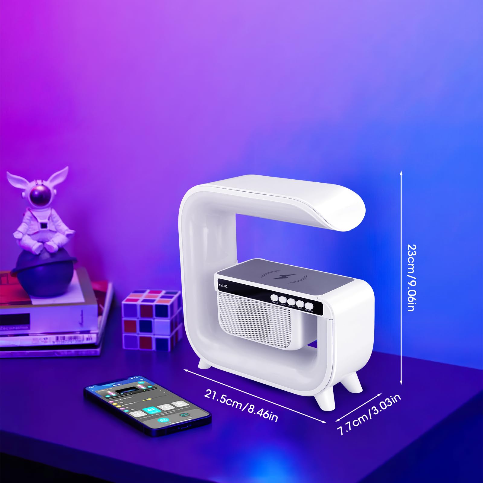 Digital Clock with Bluetooth Speaker, 15W Wireless Charging, and RGB LED Lighting