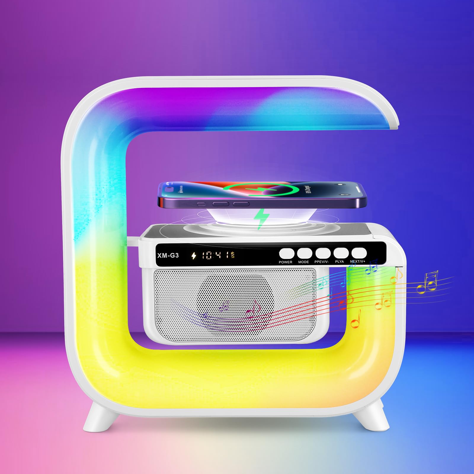 Digital Clock with Bluetooth Speaker, 15W Wireless Charging, and RGB LED Lighting