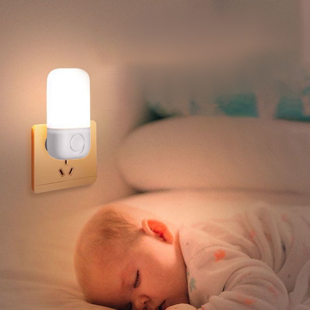 LED night light with switch, compact design, warm light