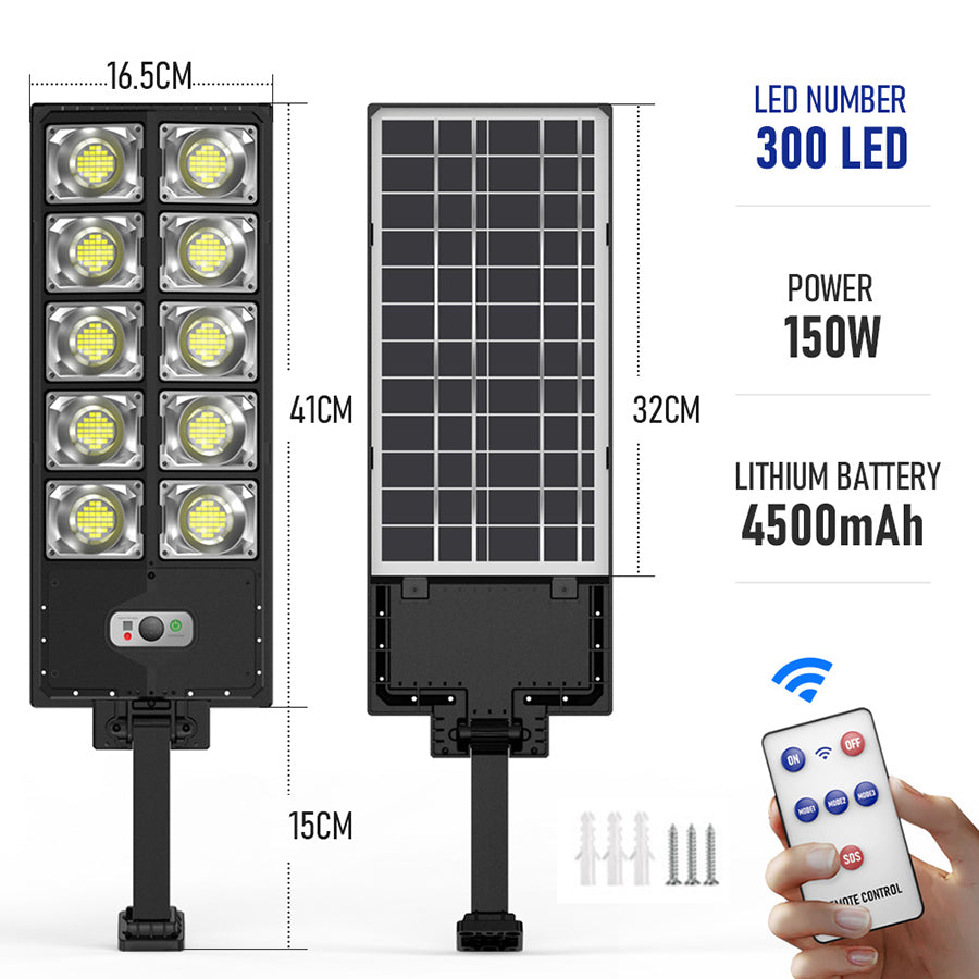 150W LED Solar Street Light, Motion Sensor, Remote Control