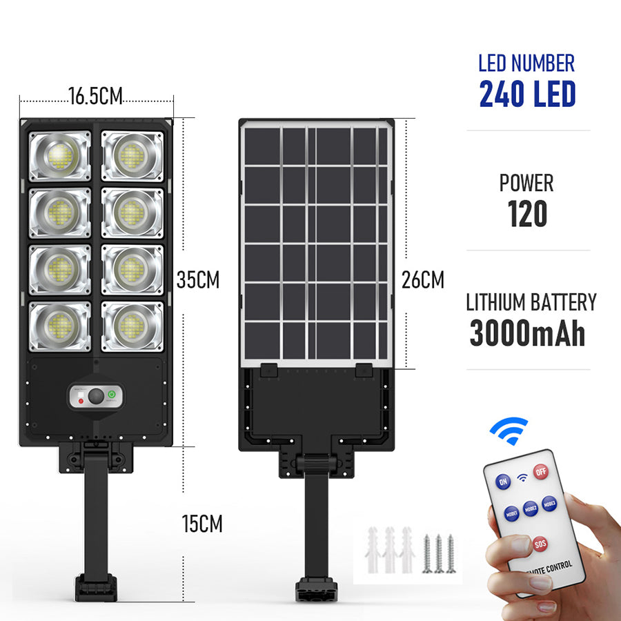 LED Solar Street Light 120W, Motion Sensor, Remote Control