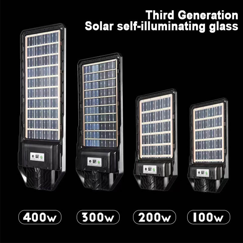 100W Bifacial Solar Street Light, Dual Charging, Sensor and Remote Control