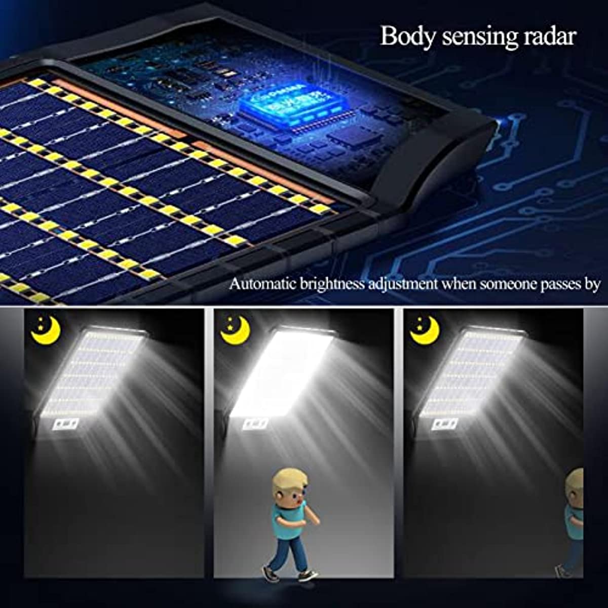 Solar Street Lamp 300W, Bifacial Panel, Dual Charging, Sensor and Remote Control