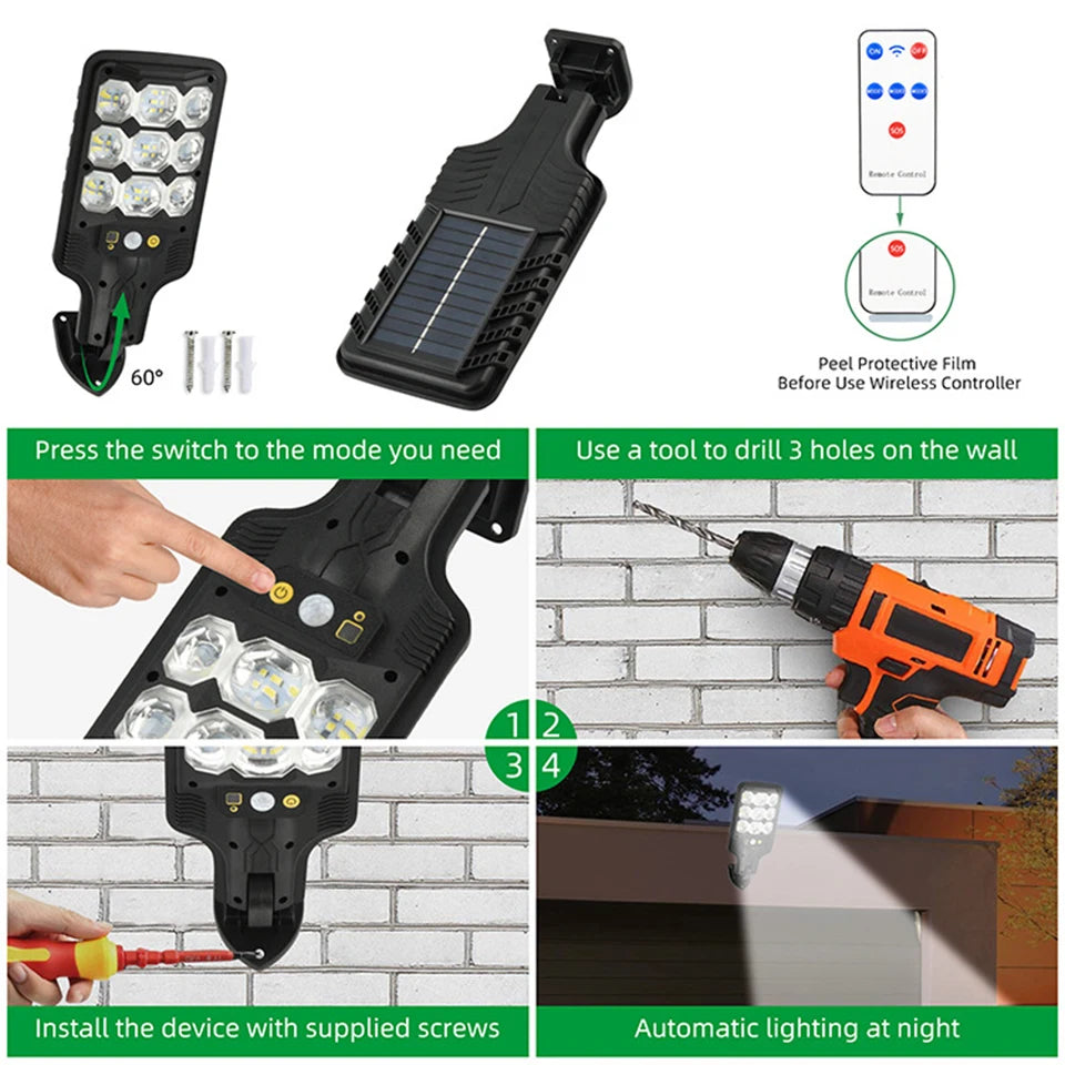 Solar Street Light with Motion Sensor and Remote Control