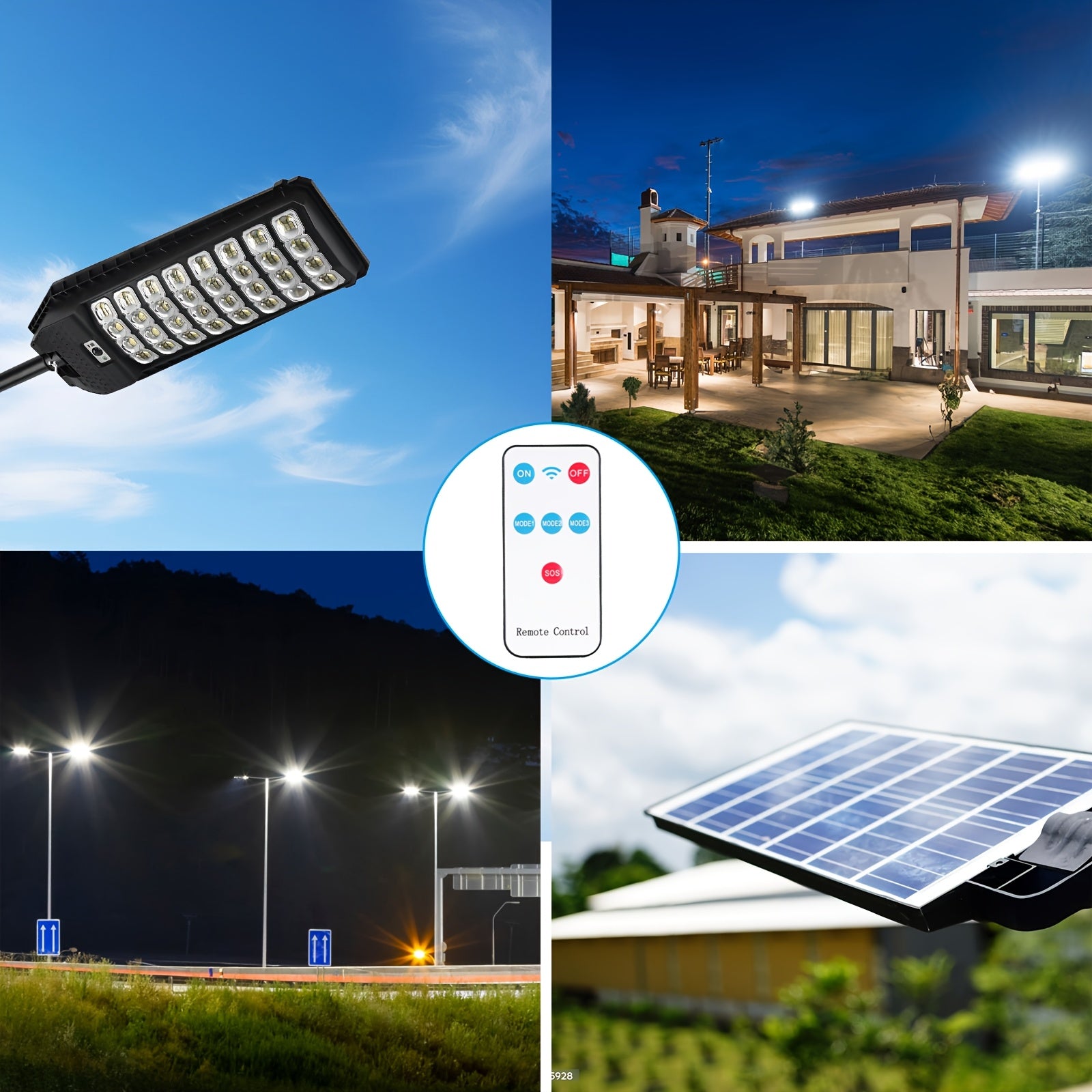 Solar Street Lamp with Motion Sensor, Remote Control, and IP65 Protection