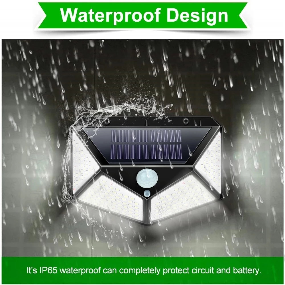Set of 4 Outdoor Solar LED Lights, Motion Sensor, 3 Lighting Modes, IP65 Waterproof