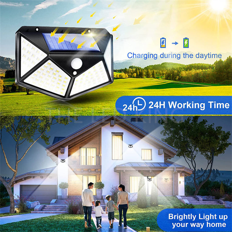 Set of 4 Outdoor Solar LED Lights, Motion Sensor, 3 Lighting Modes, IP65 Waterproof