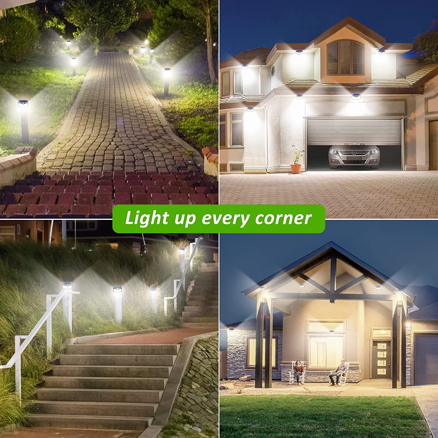 Set of 4 Outdoor Solar LED Lights, Motion Sensor, 3 Lighting Modes, IP65 Waterproof
