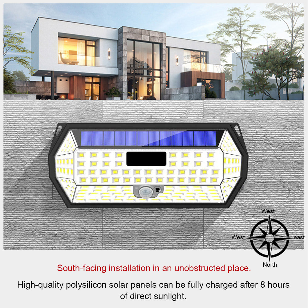Set of 2 Solar Lights with 148 LEDs, Motion Sensor, 3 Lighting Modes, IP65 Waterproof