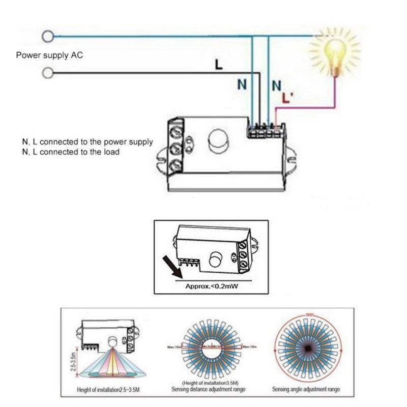 360˚ Microwave Motion Sensor - 1200W