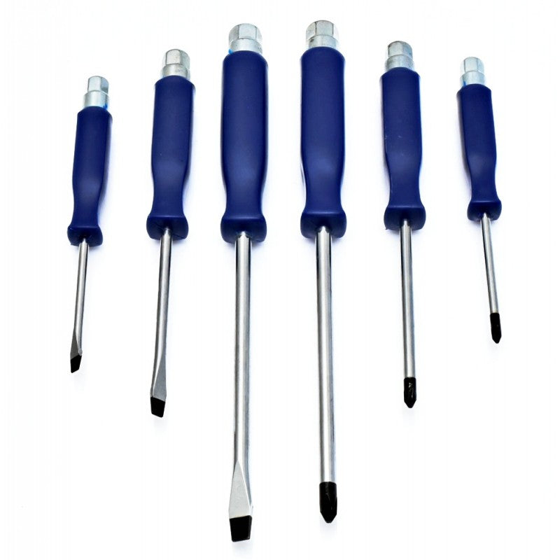Set of 6 CRV Mechanical Screwdrivers, with Wrench Head -3+3