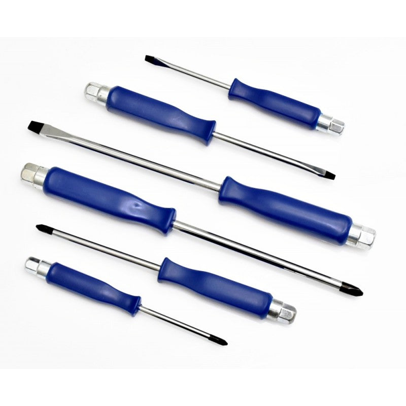 Set of 6 CRV Mechanical Screwdrivers, with Wrench Head -3+3