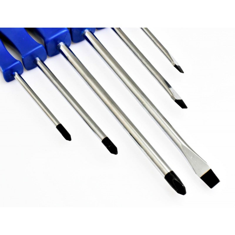 Set of 6 CRV Mechanical Screwdrivers, with Wrench Head -3+3