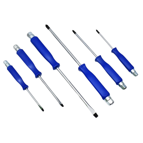 Set of 6 CRV Mechanical Screwdrivers, with Wrench Head -3+3
